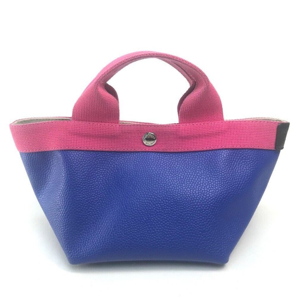 Herve Chapelier Bicolor Boat type Mini bag Hand Bag PVC / Canvas Blue x pink